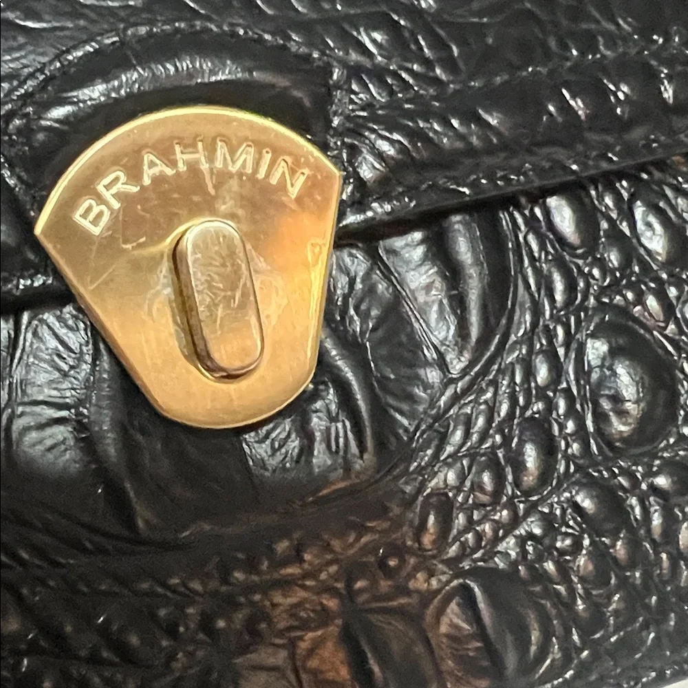 Brahmin Black Crocodile Embossed Handbag - Picture 3 of 7